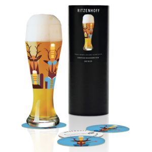 Crystal Glass Ritzenhoff Black Label Beer Glass for Iris Inther with Five Coasters 300 ml
