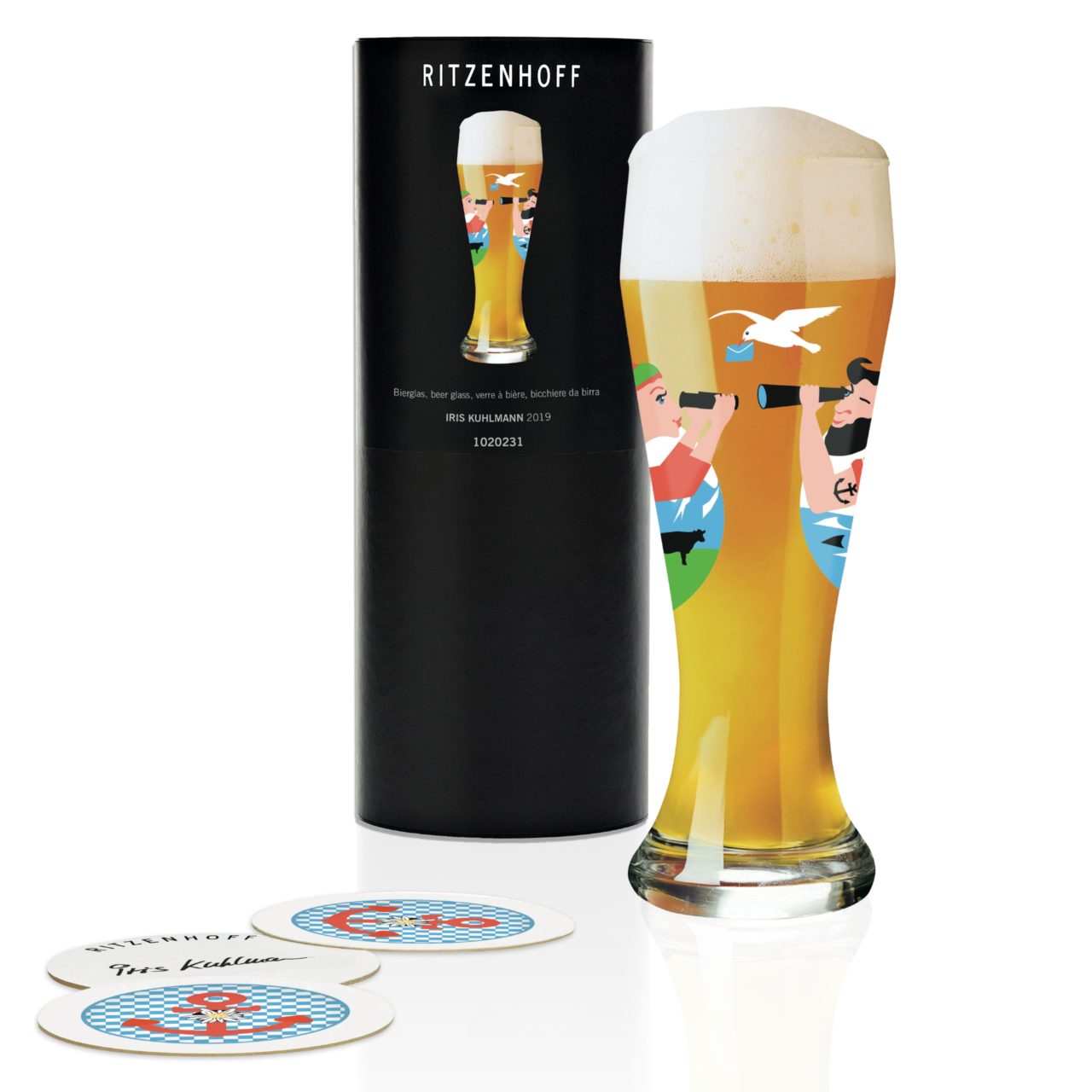 Boxed Ritzenhoff Illustrated  Beer Glass Auge 1996 Germany 