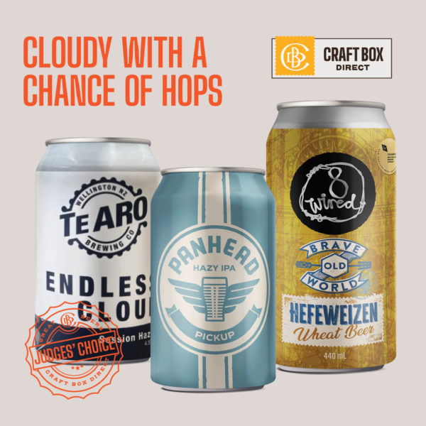 Te Aro Endless Cloud Session Hazy | Panhead Pickup Hazy IPA | 8 Wired Brave Old World Hefeweizen | Craft Box Direct Beer Subscription