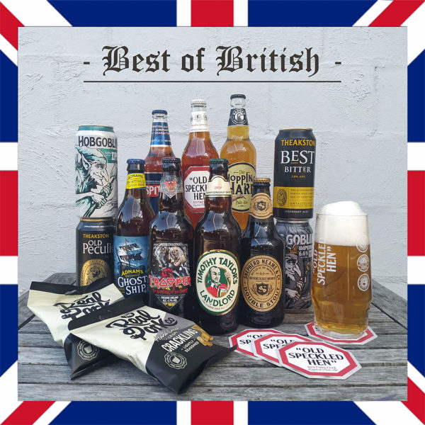 Best of British beer festival box - Mix beer box - Pint Glass and Snacks. Iron Maiden Trooper Beer