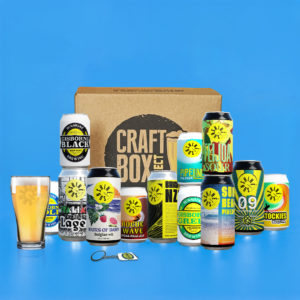 Sunshine brewery box 12 beers + glass + merch